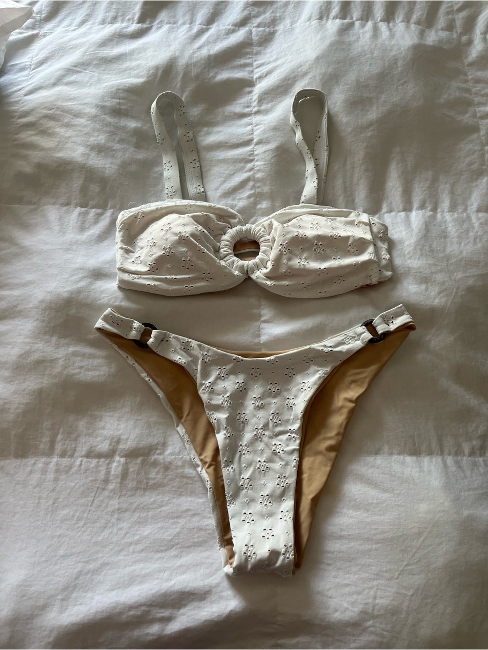 White Eyelet Ring-Front Bikini Set
